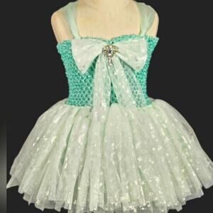 Handmade Mint Moon And Stars Tutu Dress – 18M–3T, Sparkly & Magical